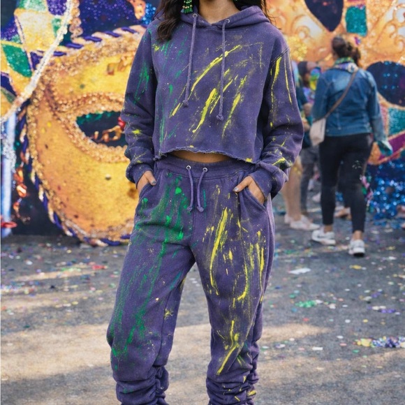 Pants - Purple and Yellow Mardi Gras Women's Jogger Set